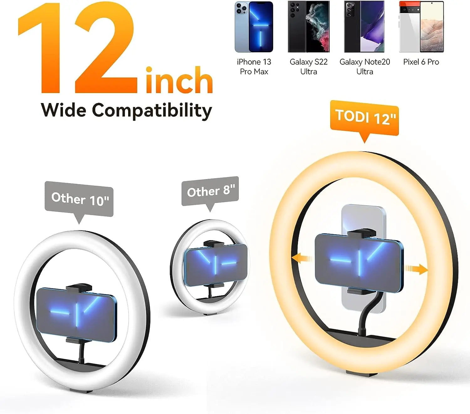 12’’ Dimmable LED Selfie Ring Light with Adjustable Tripod and Phone Holder