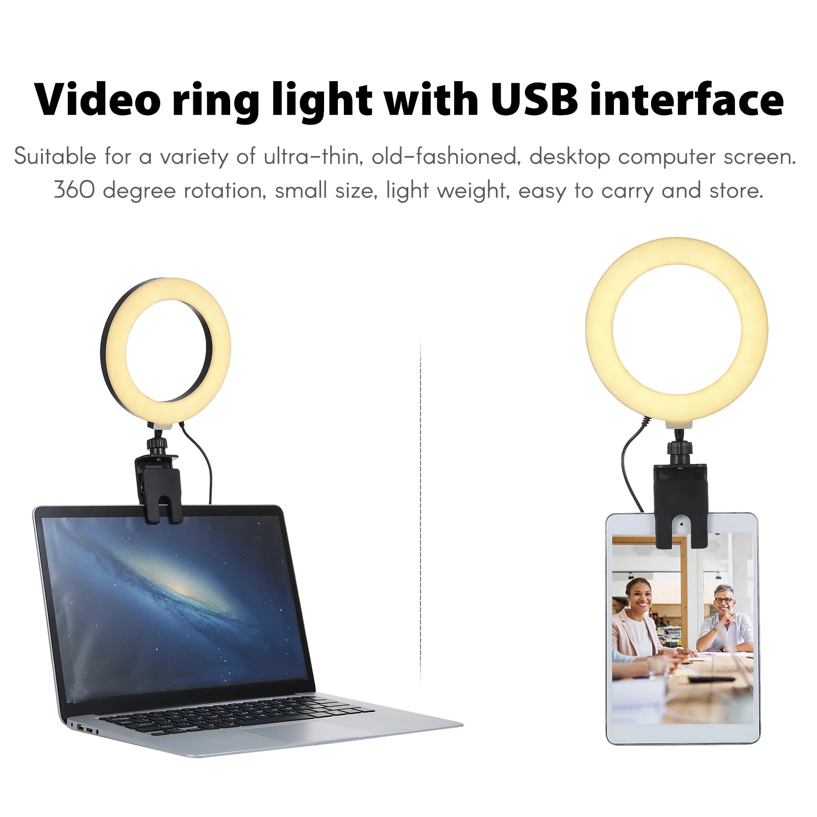 6'' USB-Powered Dimmable Ring Light for Video Calls and Selfies