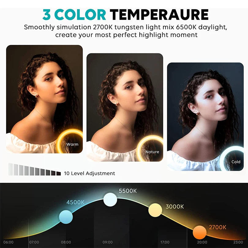 12’’ Dimmable LED Selfie Ring Light with Adjustable Tripod and Phone Holder