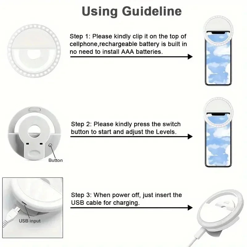 USB Charging LED Selfie Ring Light for Perfect Photos