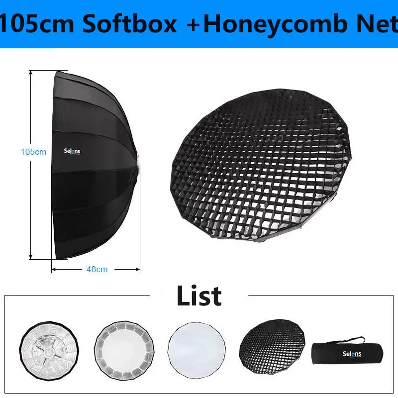 Quick Folding 105cm Beauty Dish Umbrella Softbox with Diffuser