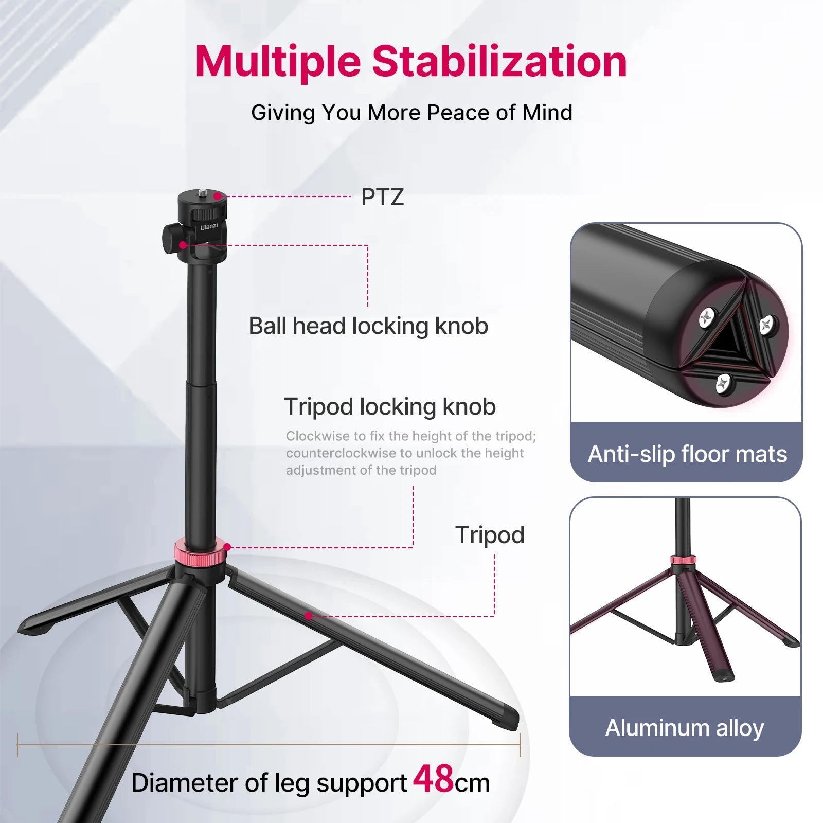 2M Portable Aluminum Alloy Tripod - Lightweight & Adjustable for Cameras and Lights
