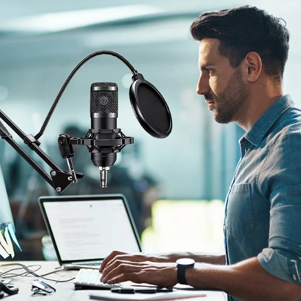 Professional Podcasting Microphone Set with Sound Card and Accessories