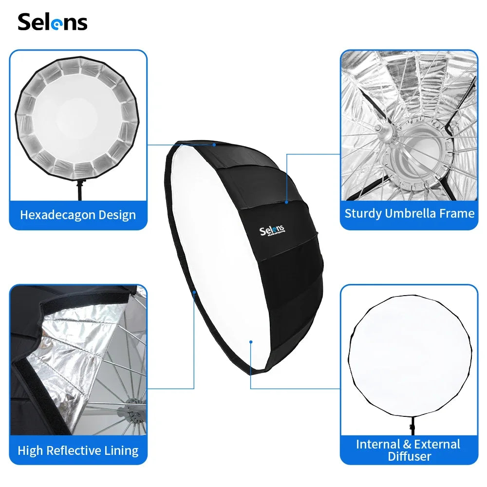 Quick Folding 105cm Beauty Dish Umbrella Softbox with Diffuser