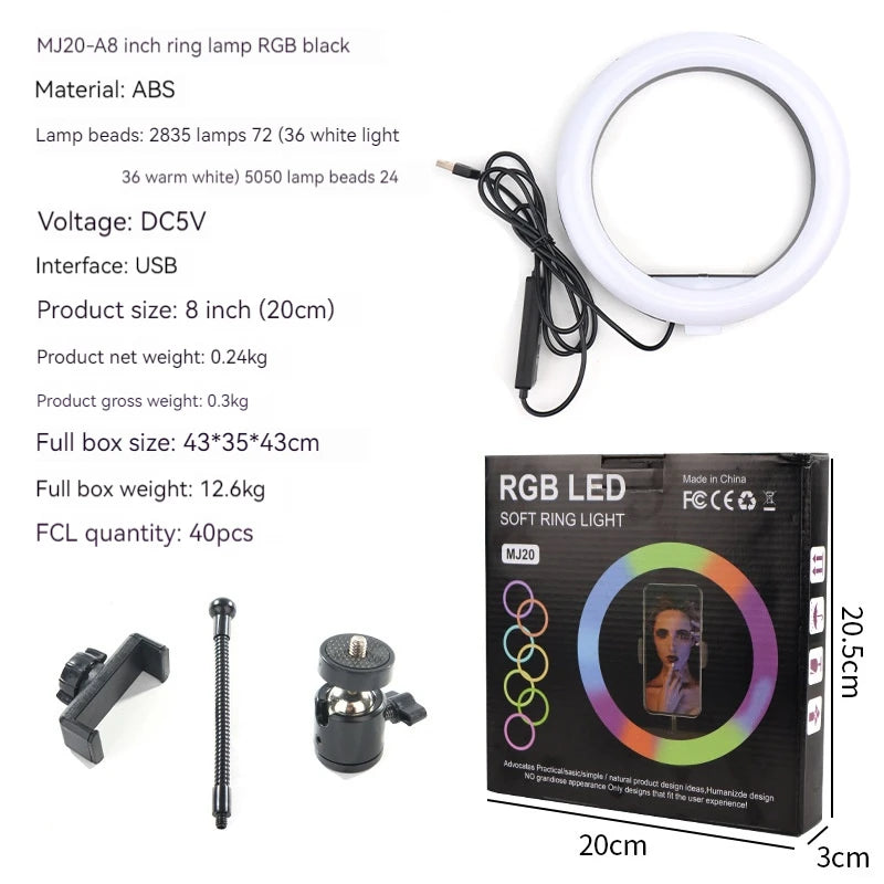 RGB Full-Color LED Ring Light for Selfies and Live Streaming