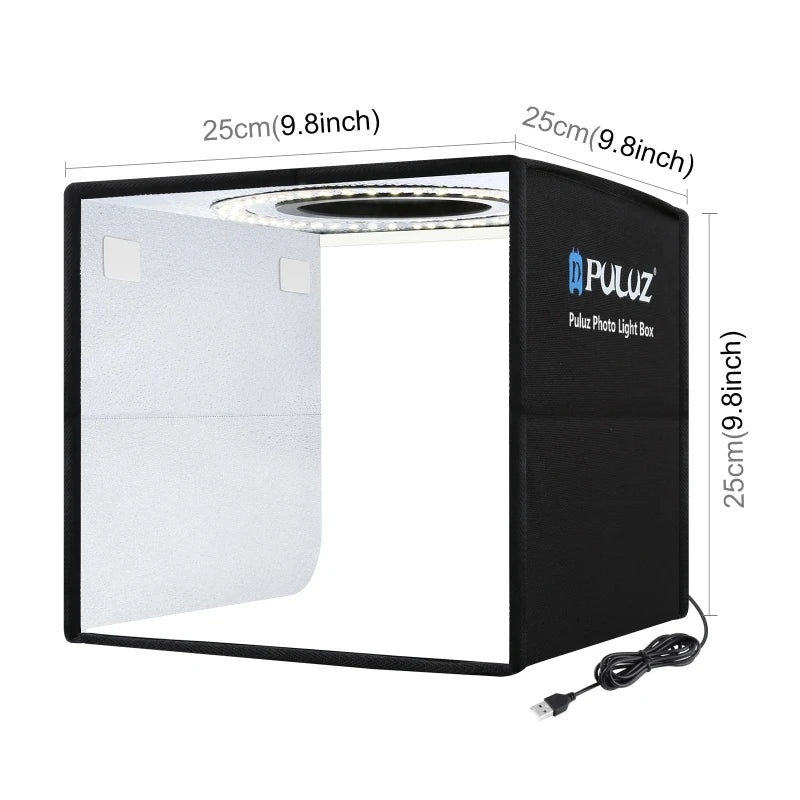 25cm Folding Portable LED Photo Studio Light Box with 12 Backdrops