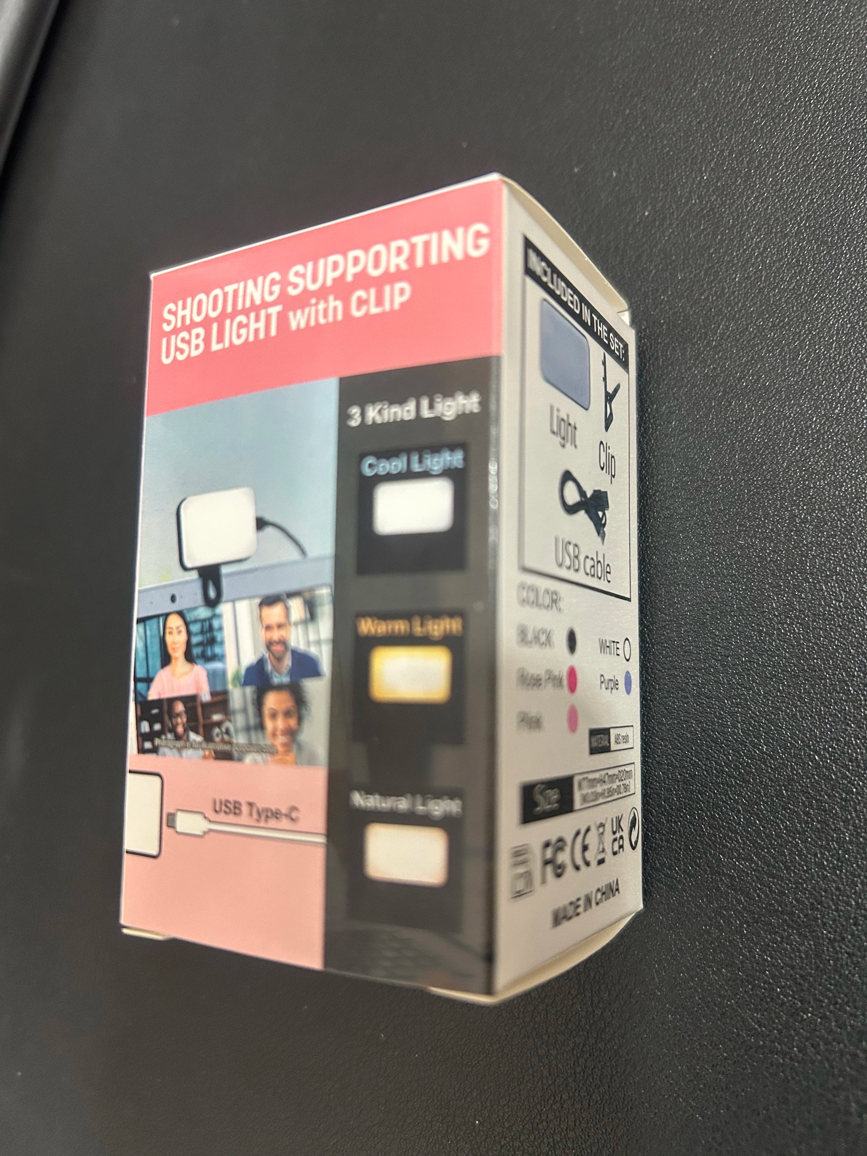 Mini Rechargeable Clip-on Selfie Fill Light with 3 Color Modes