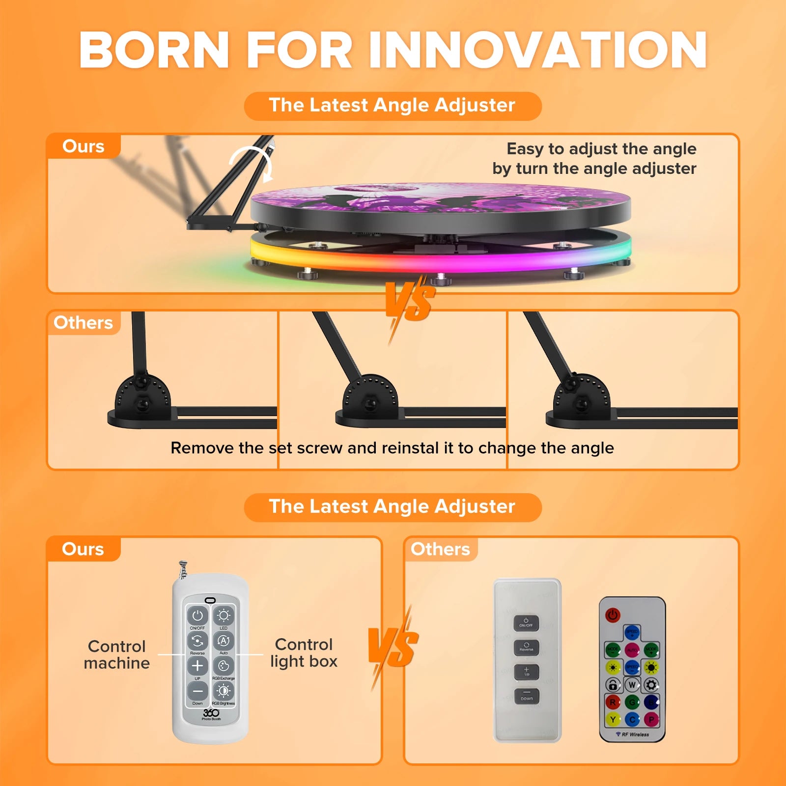 Automatic 360 Photo Booth with Flight Case and RGB Ring Light for Events
