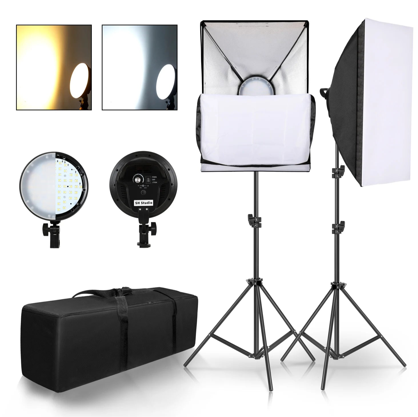 45W Softbox Lighting Kit with LED Lamps and Stands for Photography