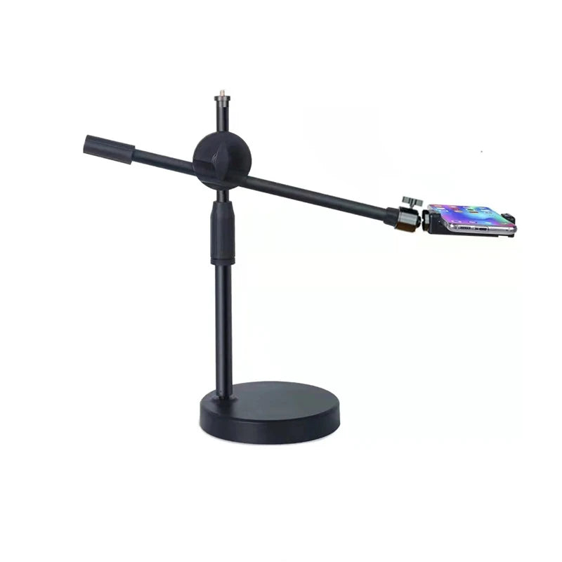 Versatile Overhead Tripod with Ring Light and Smartphone Holder for Photography