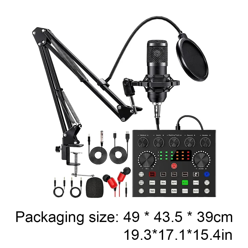 Professional Podcasting Microphone Set with Sound Card and Accessories