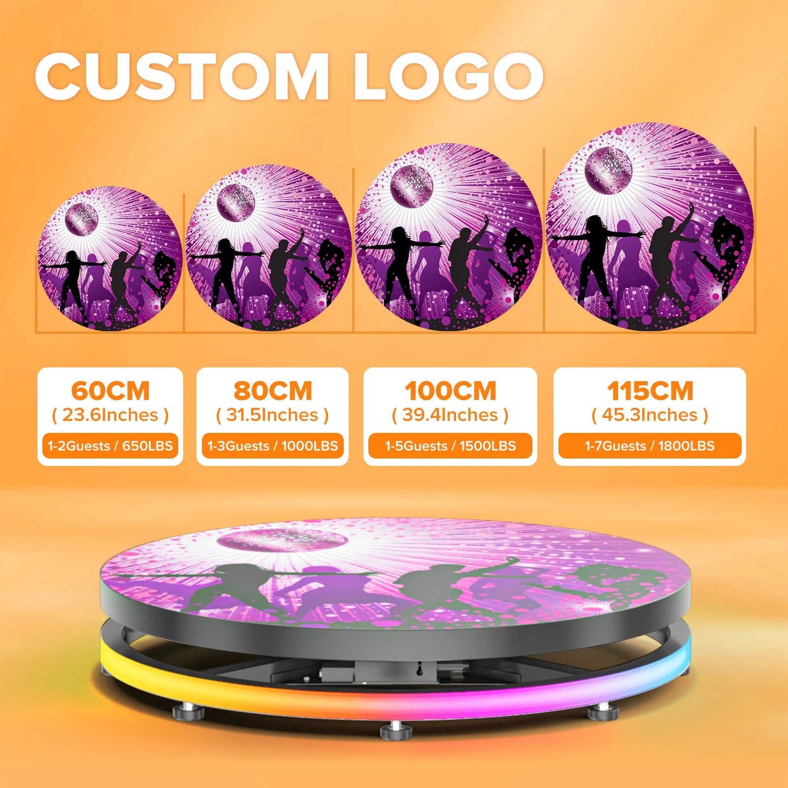 Automatic 360 Photo Booth with Flight Case and RGB Ring Light for Events