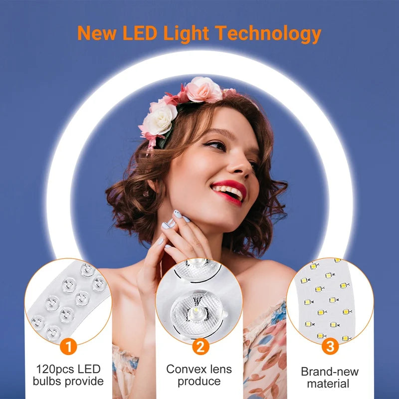 18-Inch Adjustable Ring Light with Tripod Stand for Vlogging and Selfies