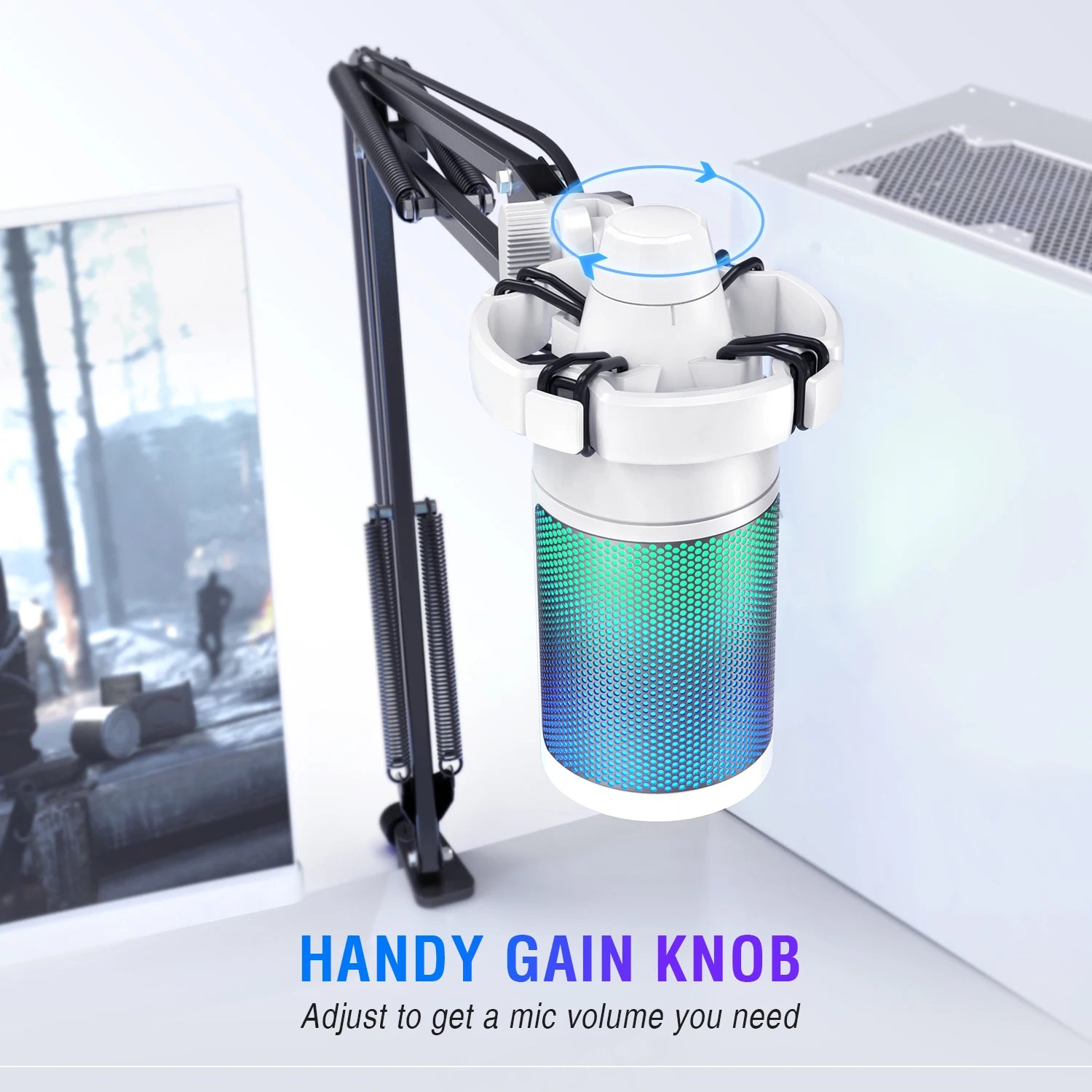 USB Gaming Microphone Kit with RGB Lighting and Touch Mute Button