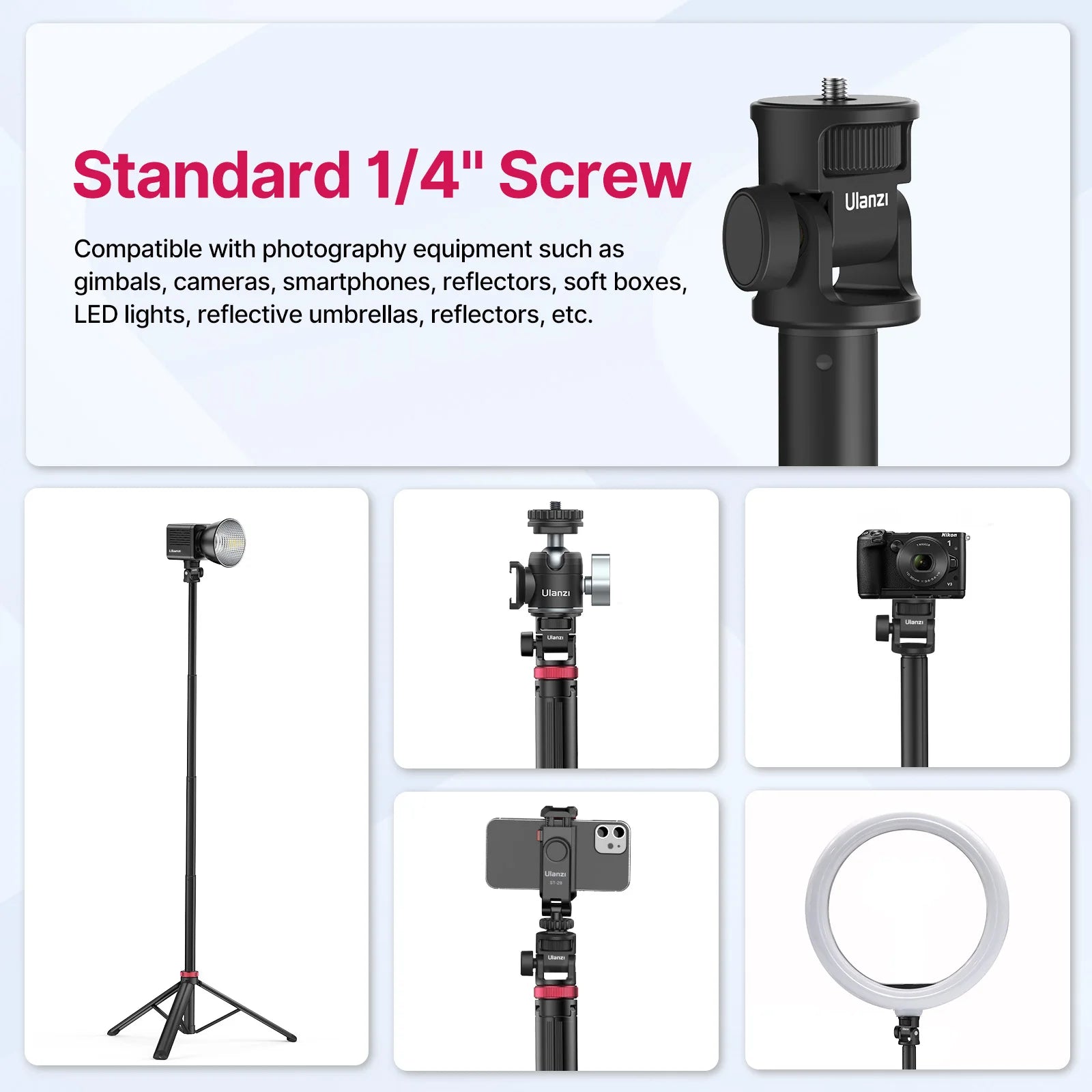 2M Portable Aluminum Alloy Tripod - Lightweight & Adjustable for Cameras and Lights