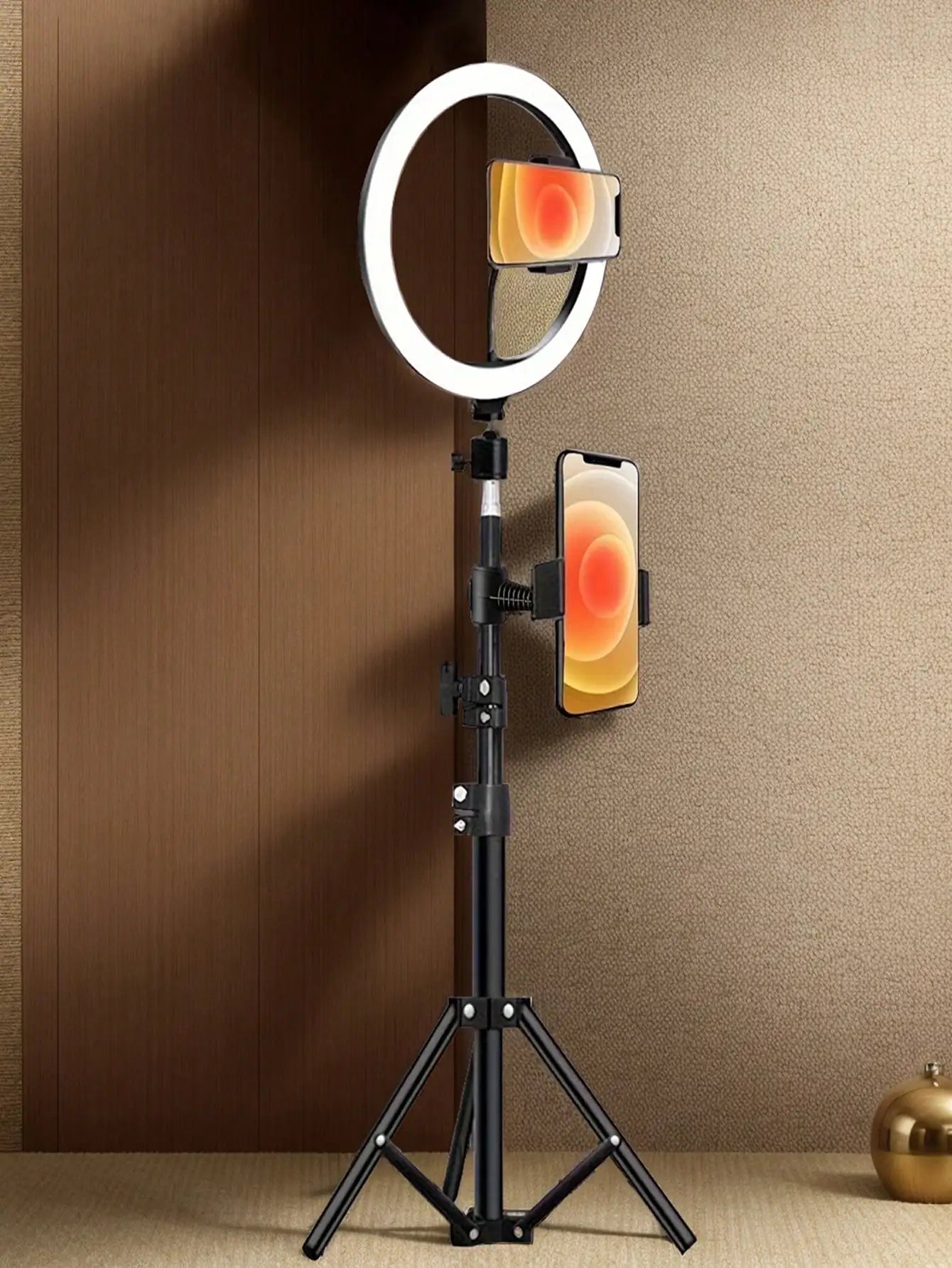 110cm Tripod Stand with O-Clamp and 10-Inch Ring Light for Livestreaming