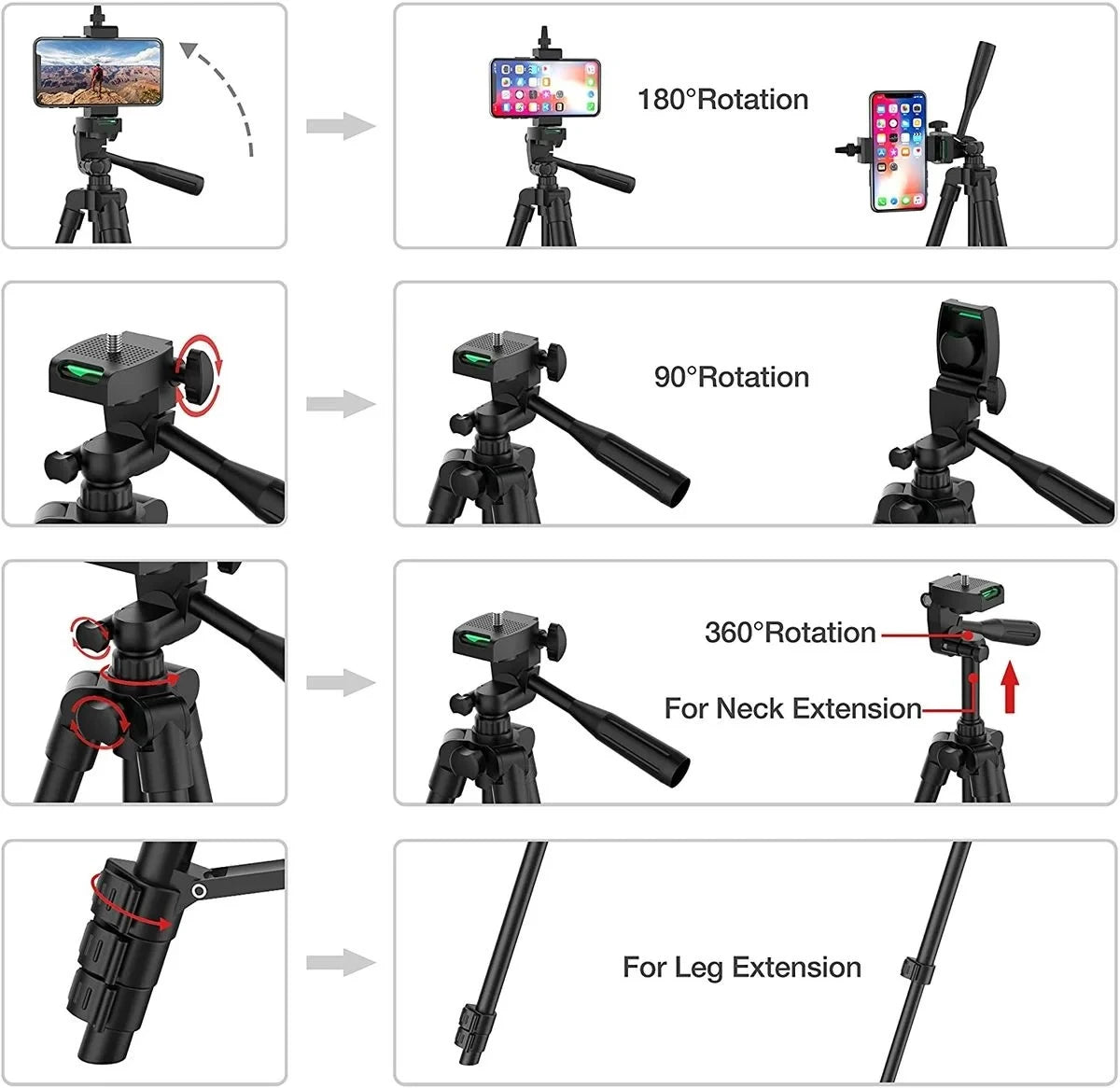 Lightweight Universal Phone Tripod with Bluetooth Remote