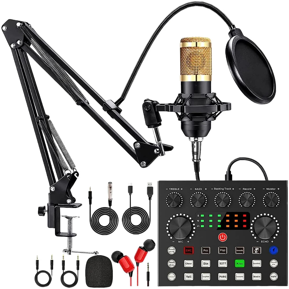 Comprehensive Podcast Equipment Bundle with Microphone and Sound Card