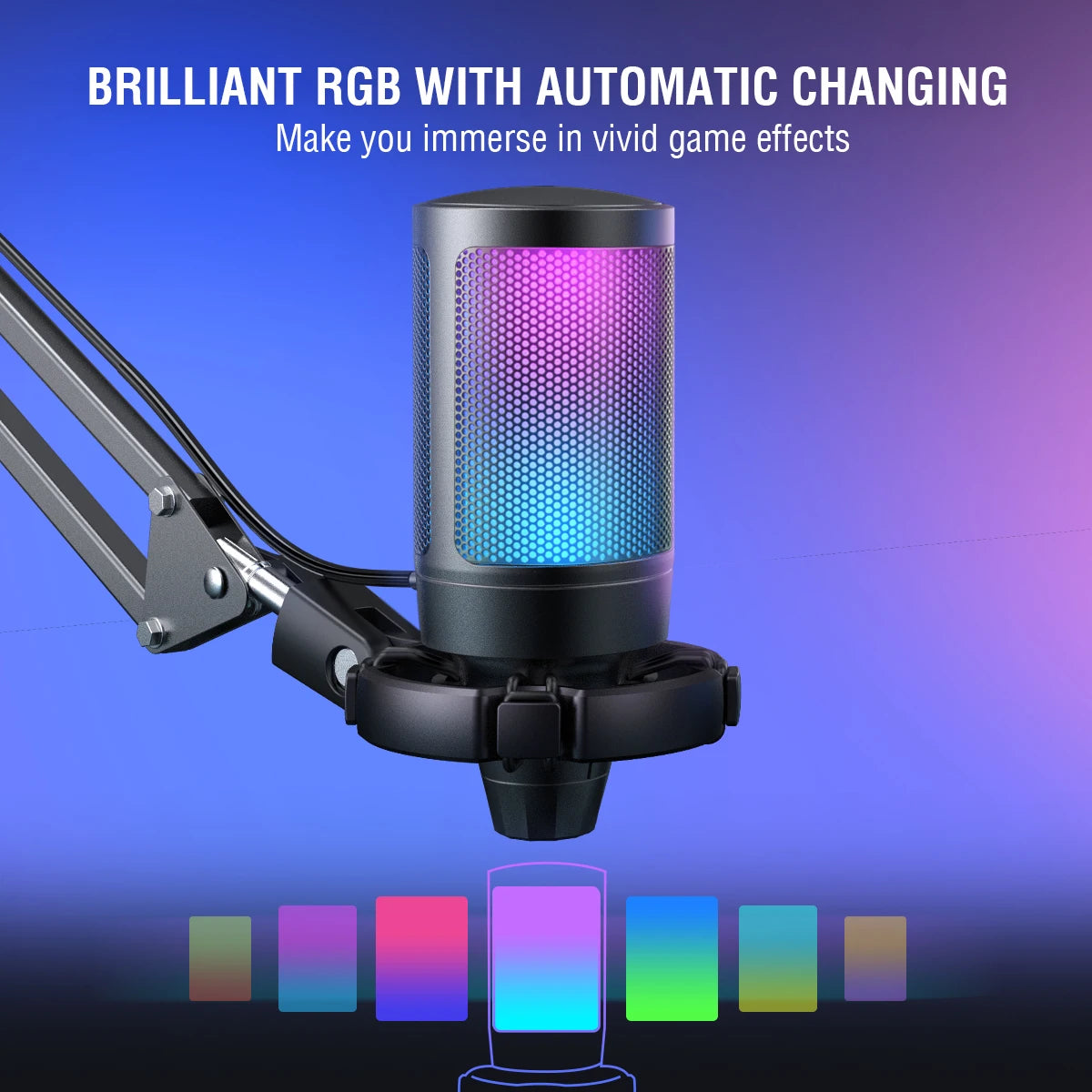USB Gaming Microphone Kit with RGB Lighting and Touch Mute Button