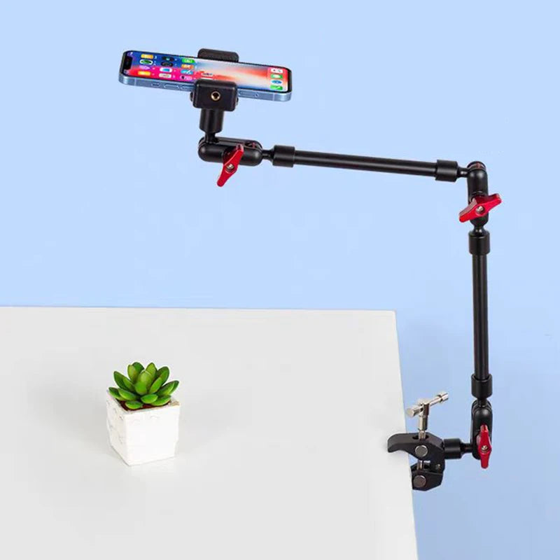 Versatile Table Tripod with Articulating Arm for Smartphones and Action Cameras