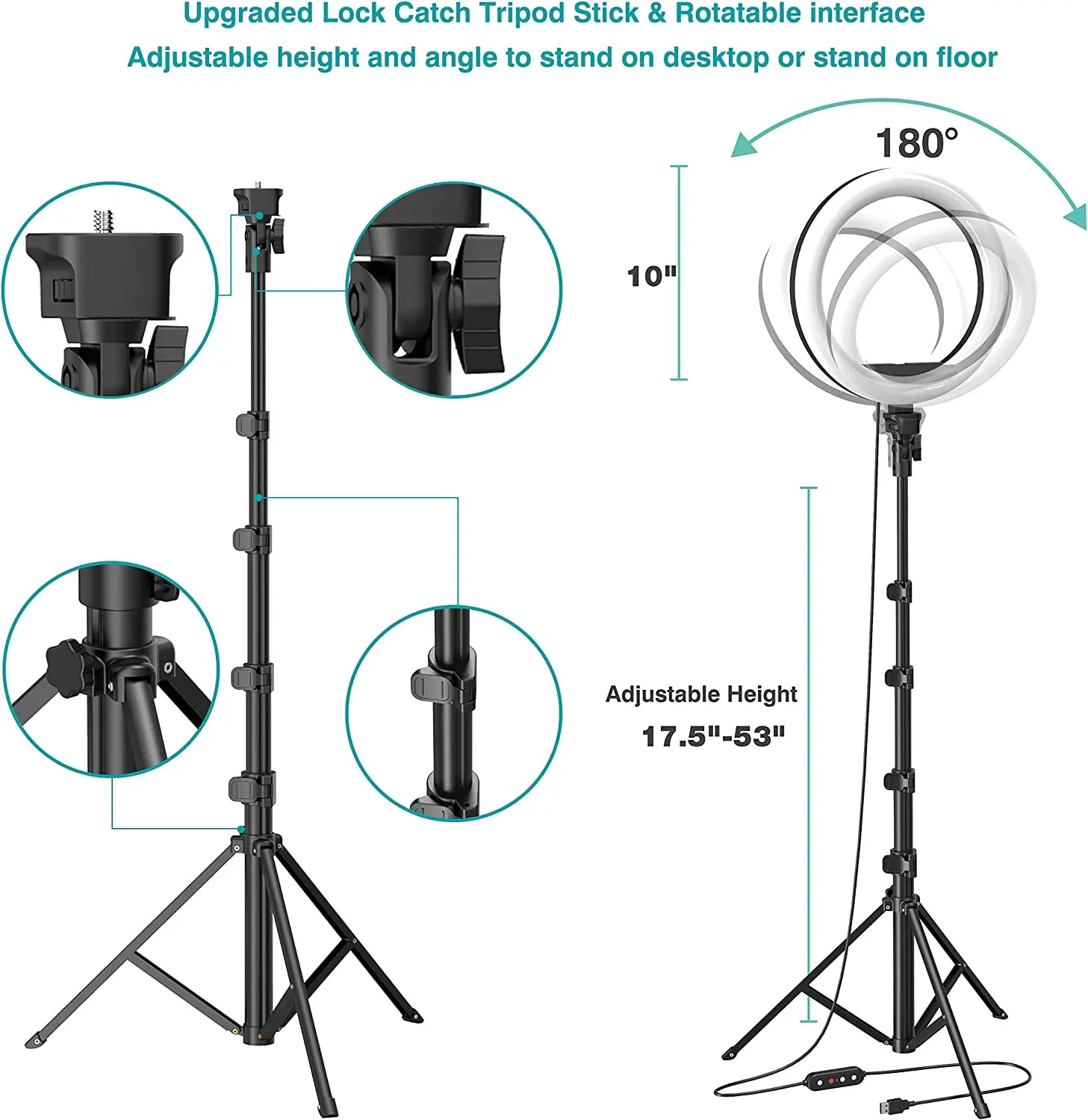 12’’ Dimmable LED Selfie Ring Light with Adjustable Tripod and Phone Holder