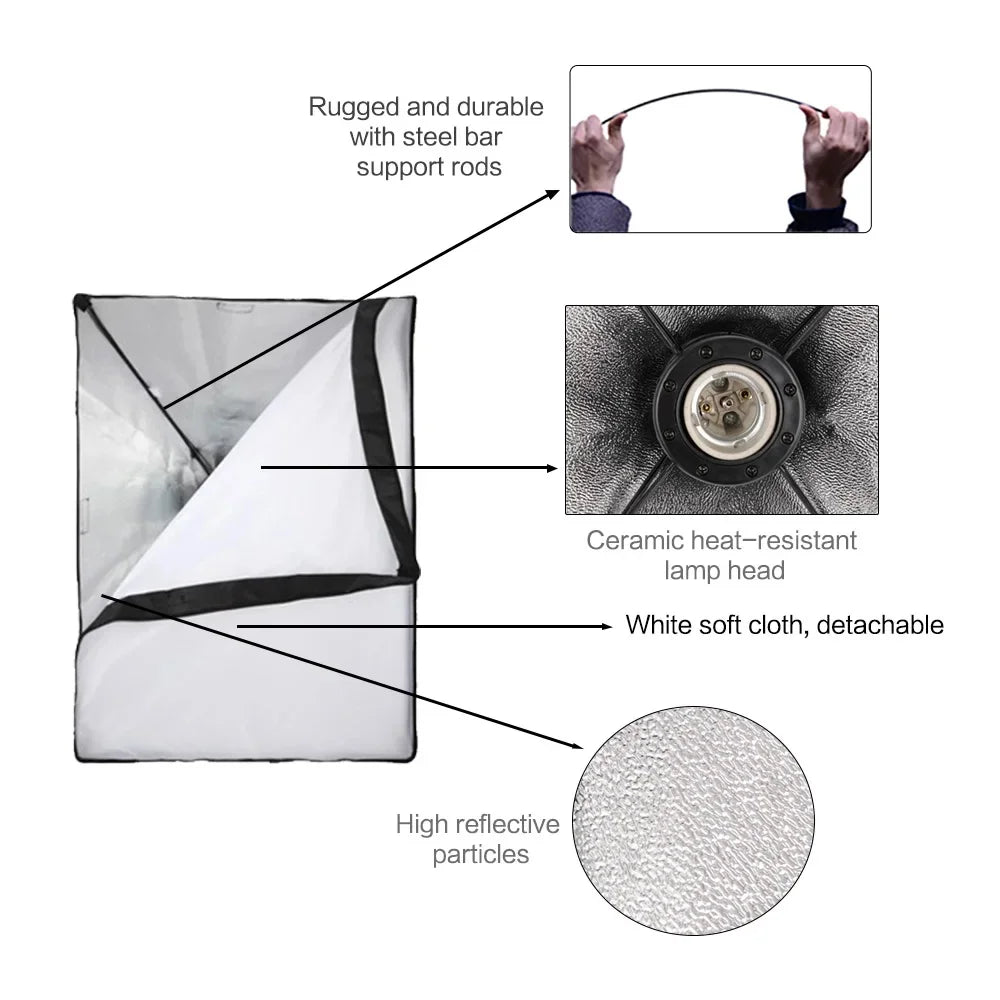 Professional 50x70CM Softbox Lighting Kit for Photography and Video