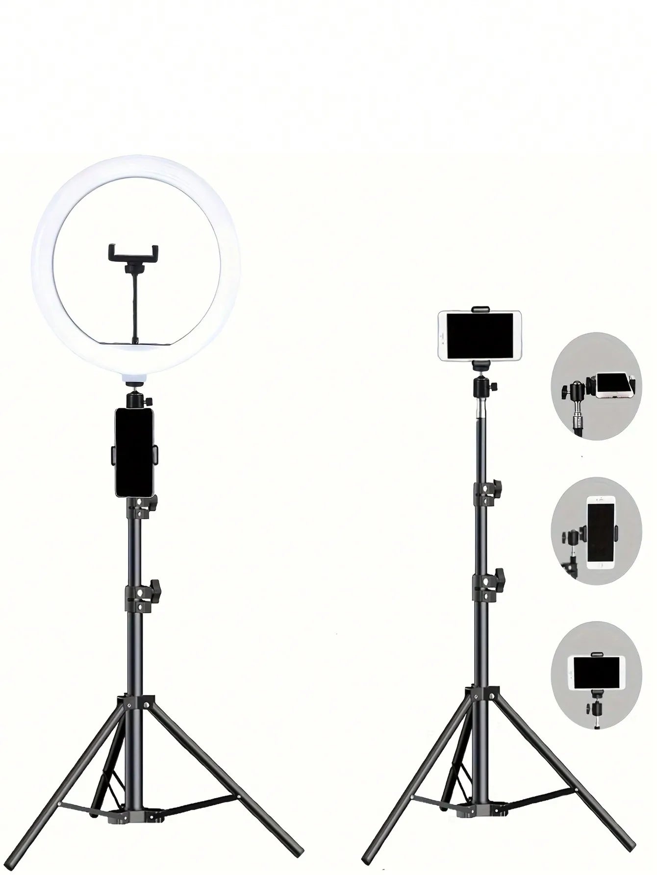 110cm Tripod Stand with O-Clamp and 10-Inch Ring Light for Livestreaming
