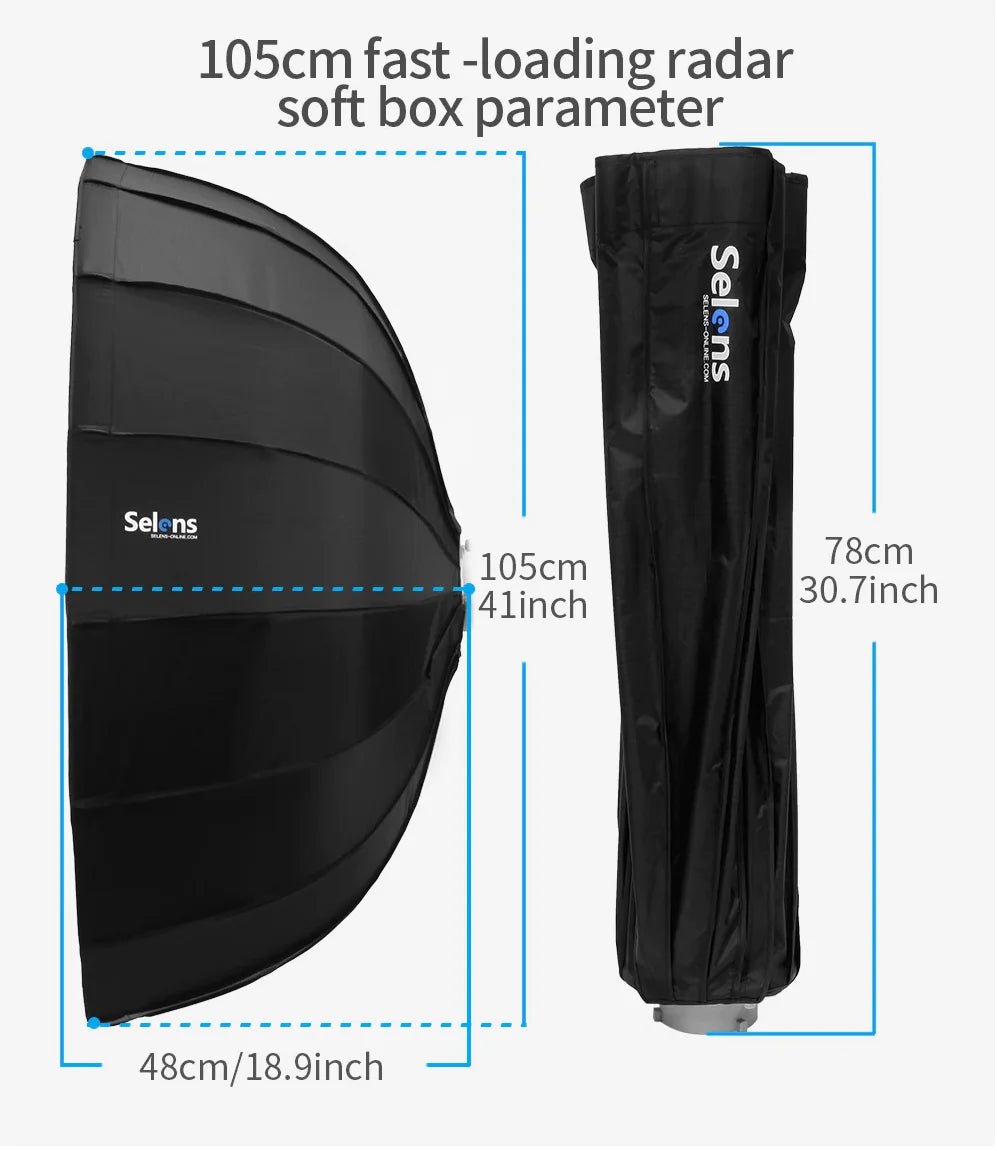 Quick Folding 105cm Beauty Dish Umbrella Softbox with Diffuser