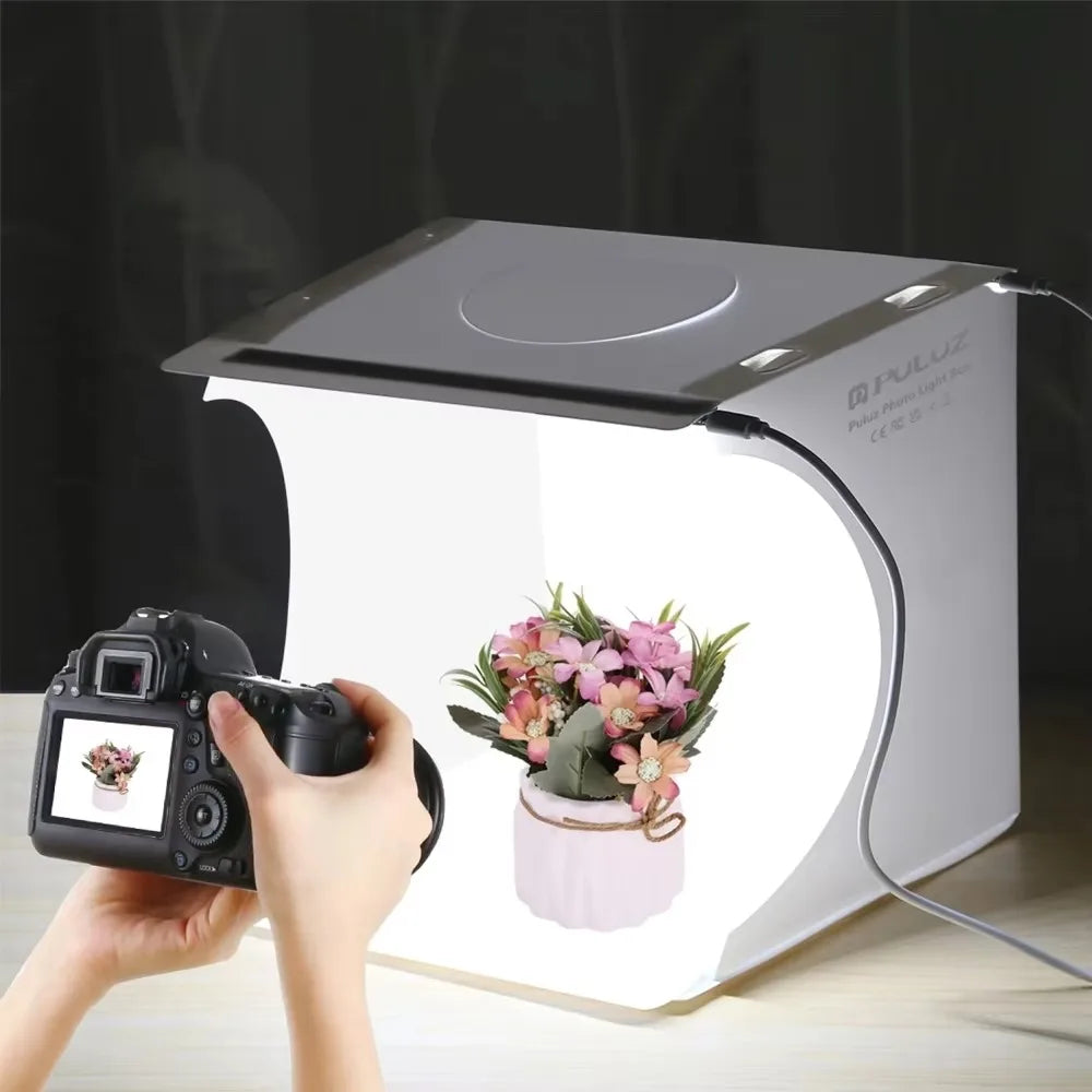 Portable Mini Folding Photo Studio with LED Lights and Backgrounds