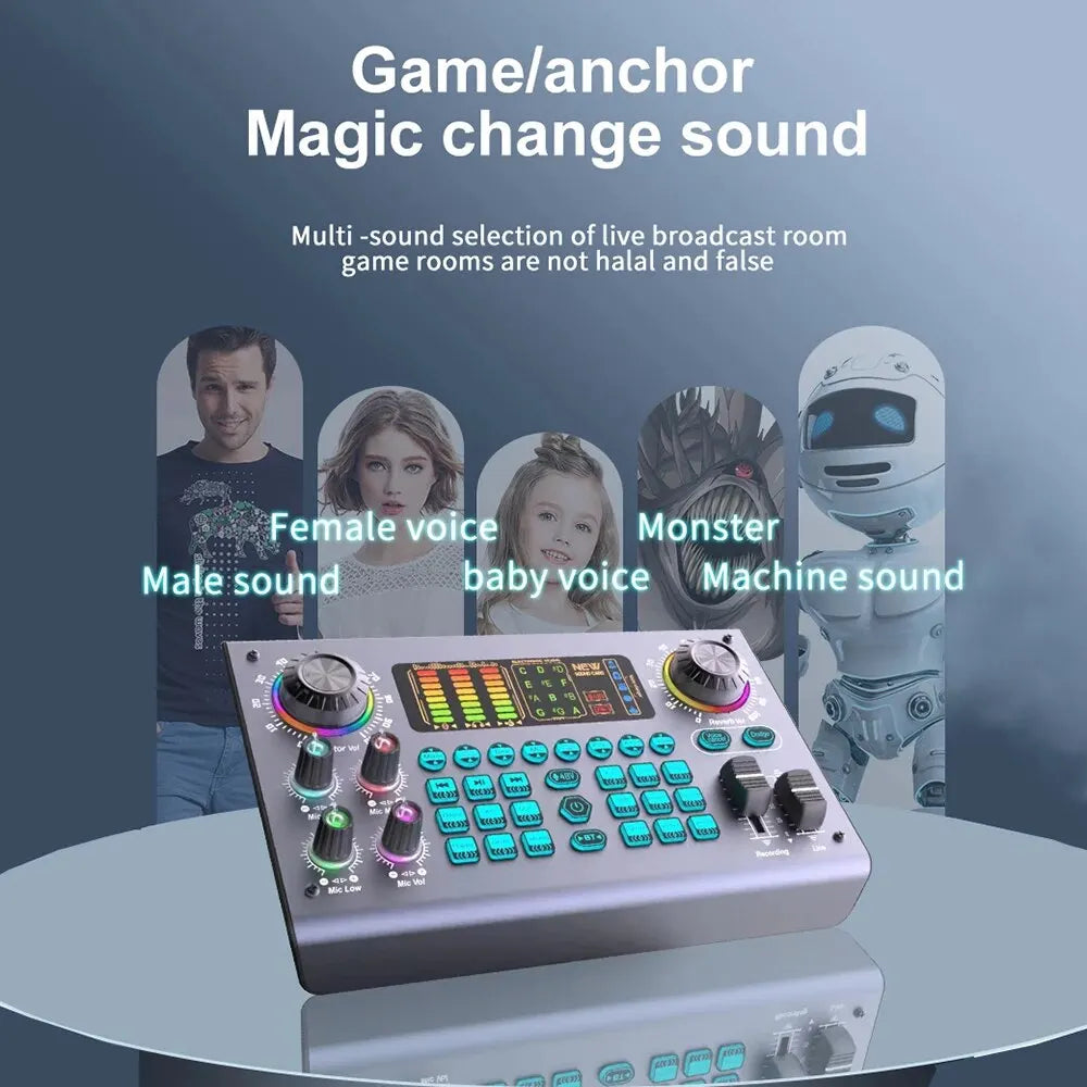 Professional Podcast Live SoundCard Equipment Bundle with 48V XLR Microphone