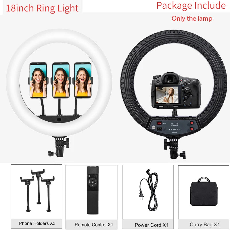 18-Inch Adjustable Ring Light with Tripod Stand for Vlogging and Selfies