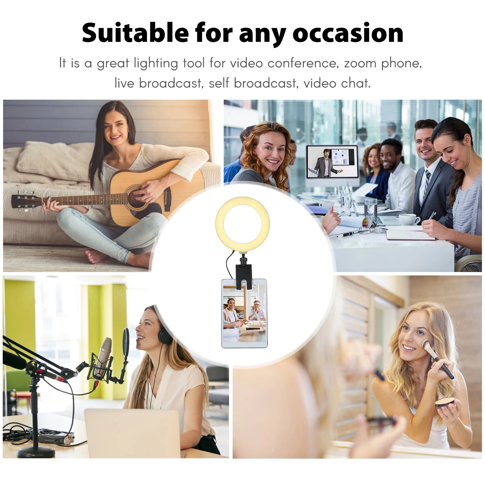 6'' USB-Powered Dimmable Ring Light for Video Calls and Selfies