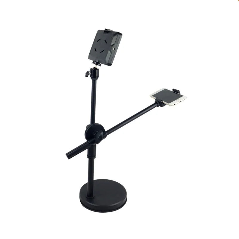Versatile Overhead Tripod with Ring Light and Smartphone Holder for Photography