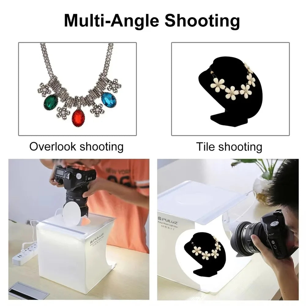 Portable Mini Folding Photo Studio with LED Lights and Backgrounds