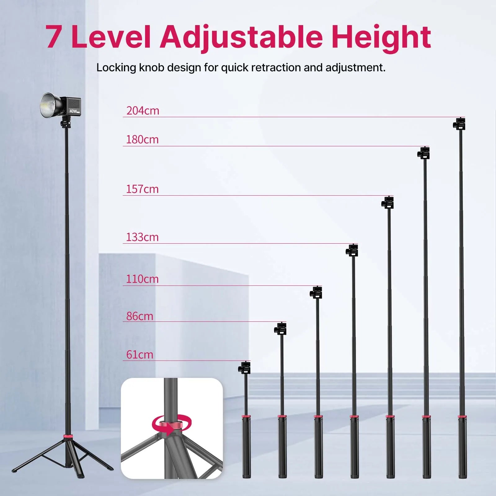 2M Portable Aluminum Alloy Tripod - Lightweight & Adjustable for Cameras and Lights